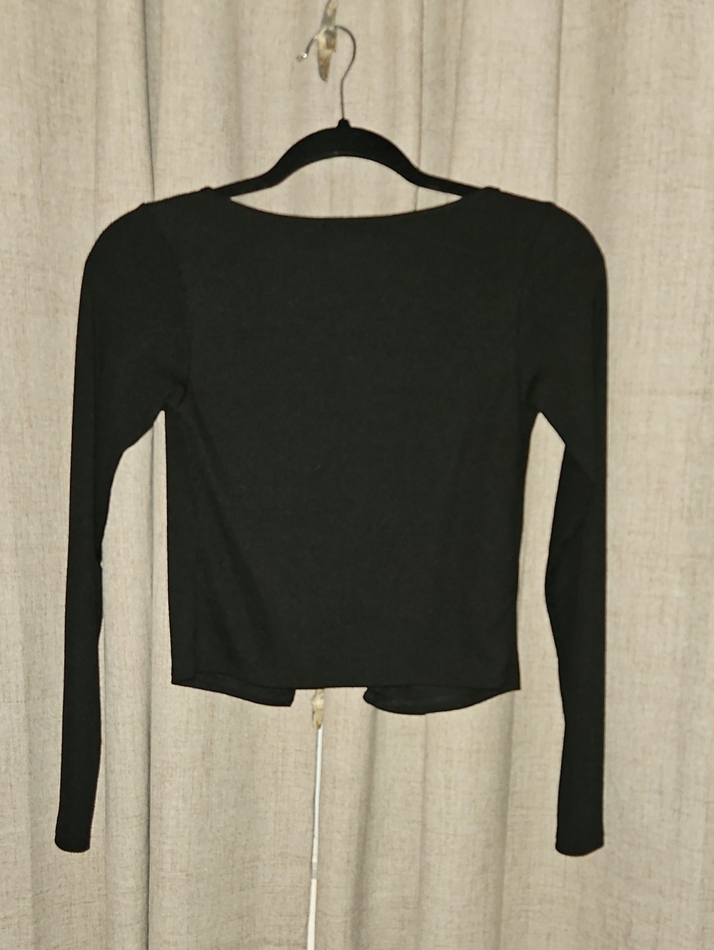 Black Women's Long Sleeve Cardigan with Pink Ribbon Bow Ties - Picture 4 of 4